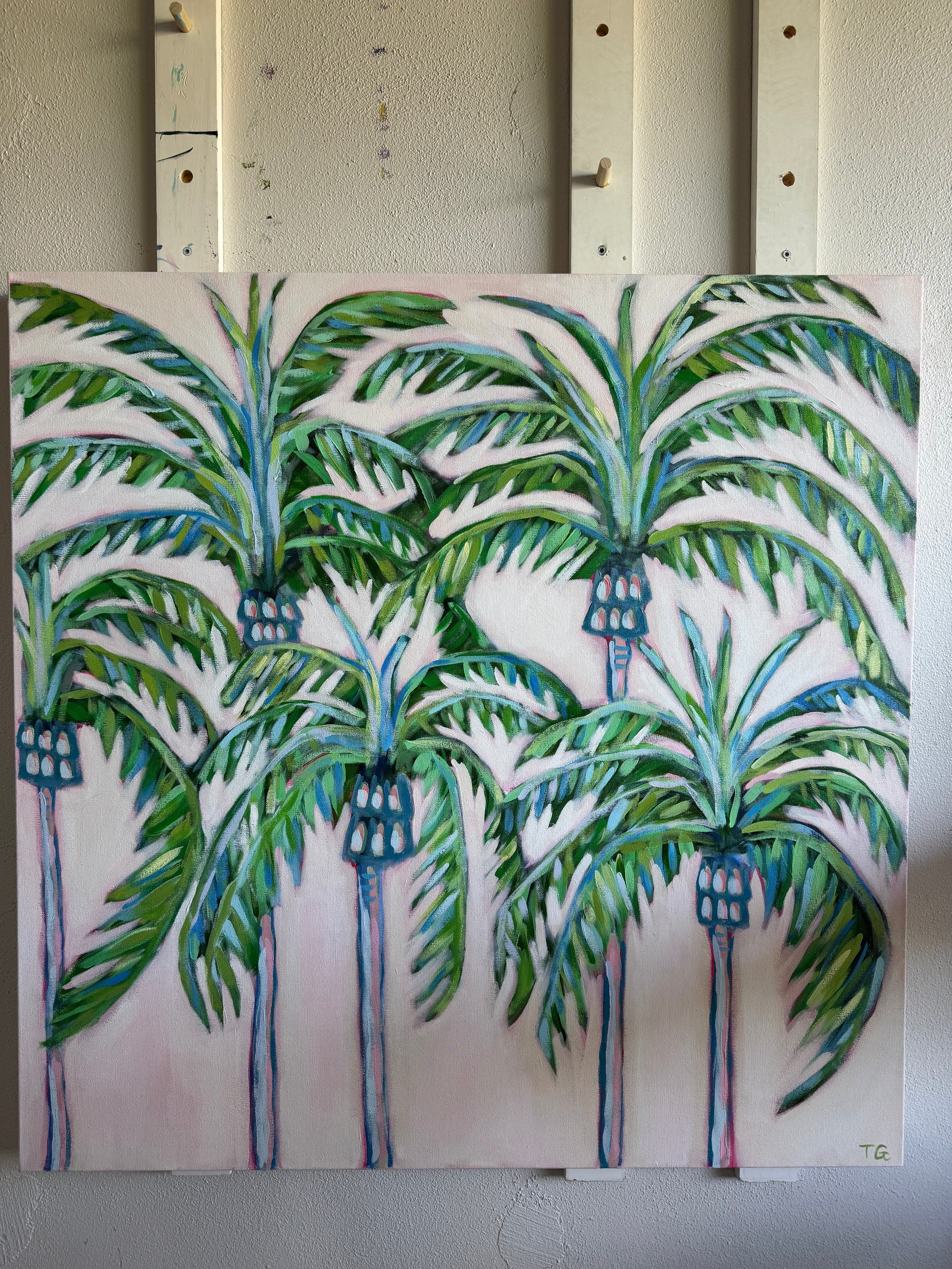 PINK PALMS - 36X36