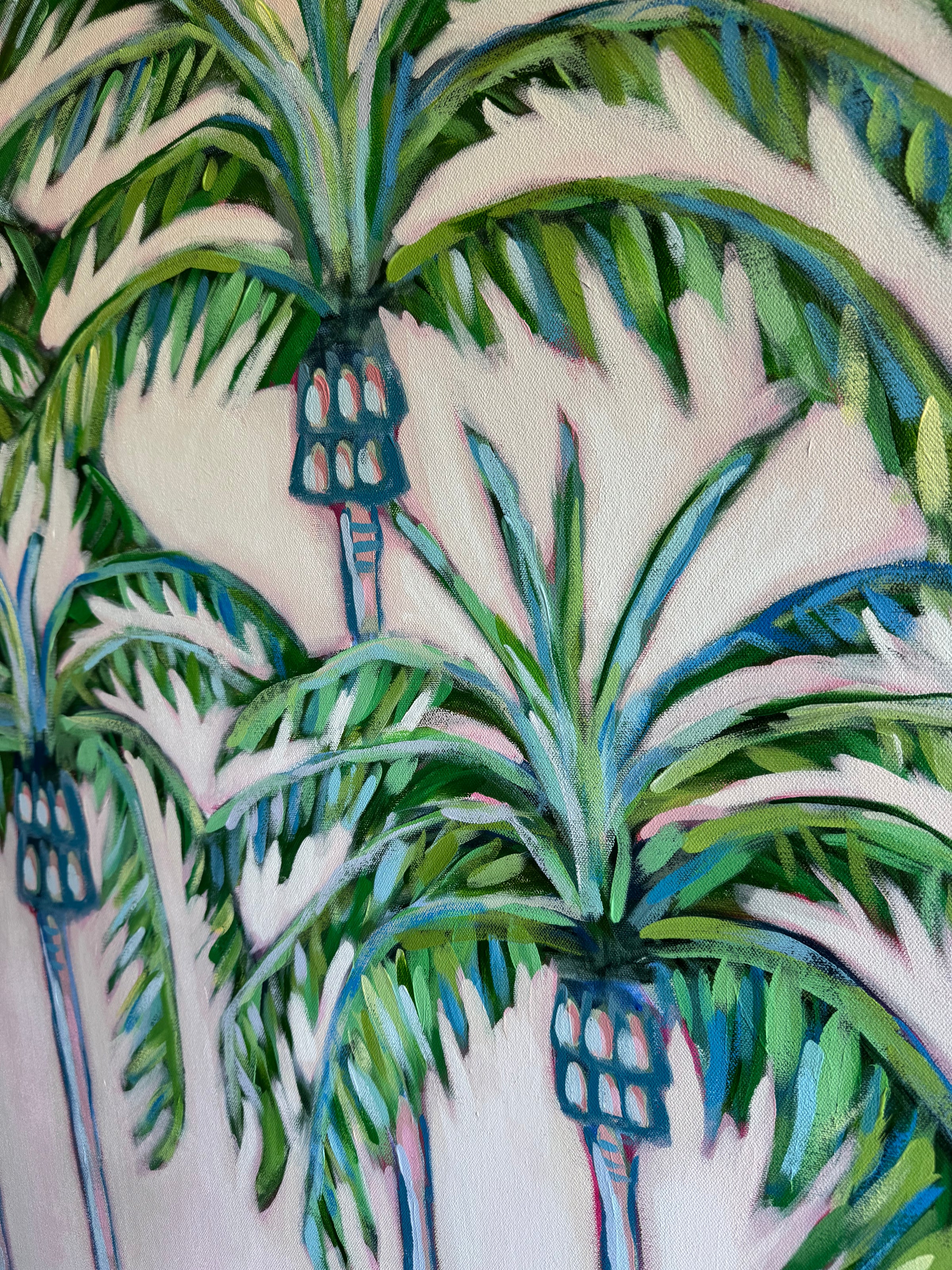 PINK PALMS - 36X36